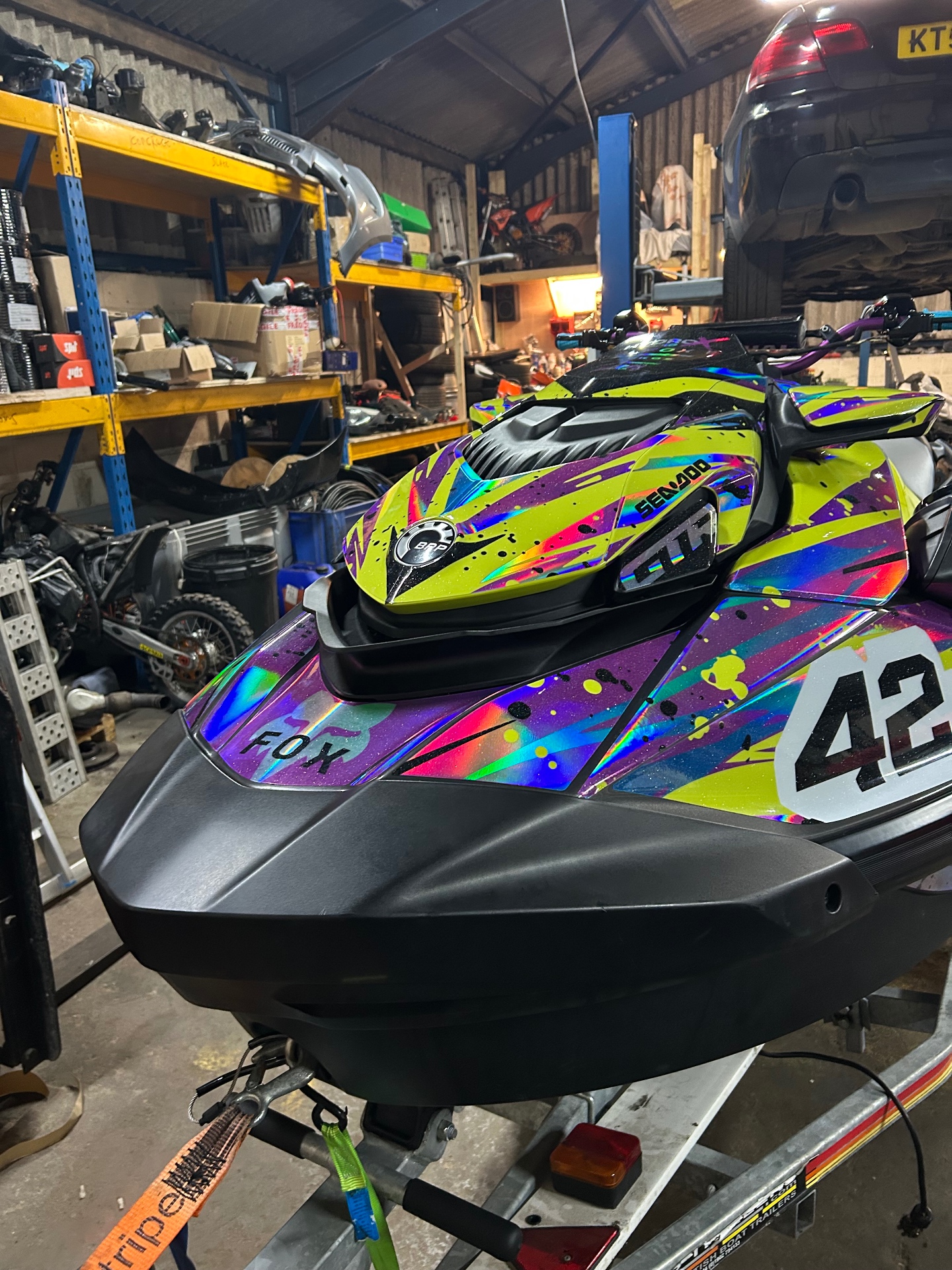 Custom Sea-Doo sticker kit with holographic vinyl by S3R Designs